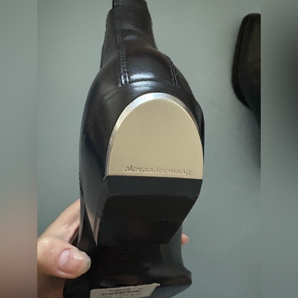 New Alexander Wang black slick 40 cowboy ankle boots in leather Sz36 MSRP:$650 - Picture 10 of 12